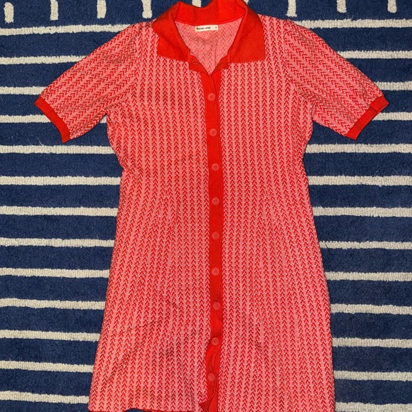 Red Button-Up Dress - Picture 3 of 7